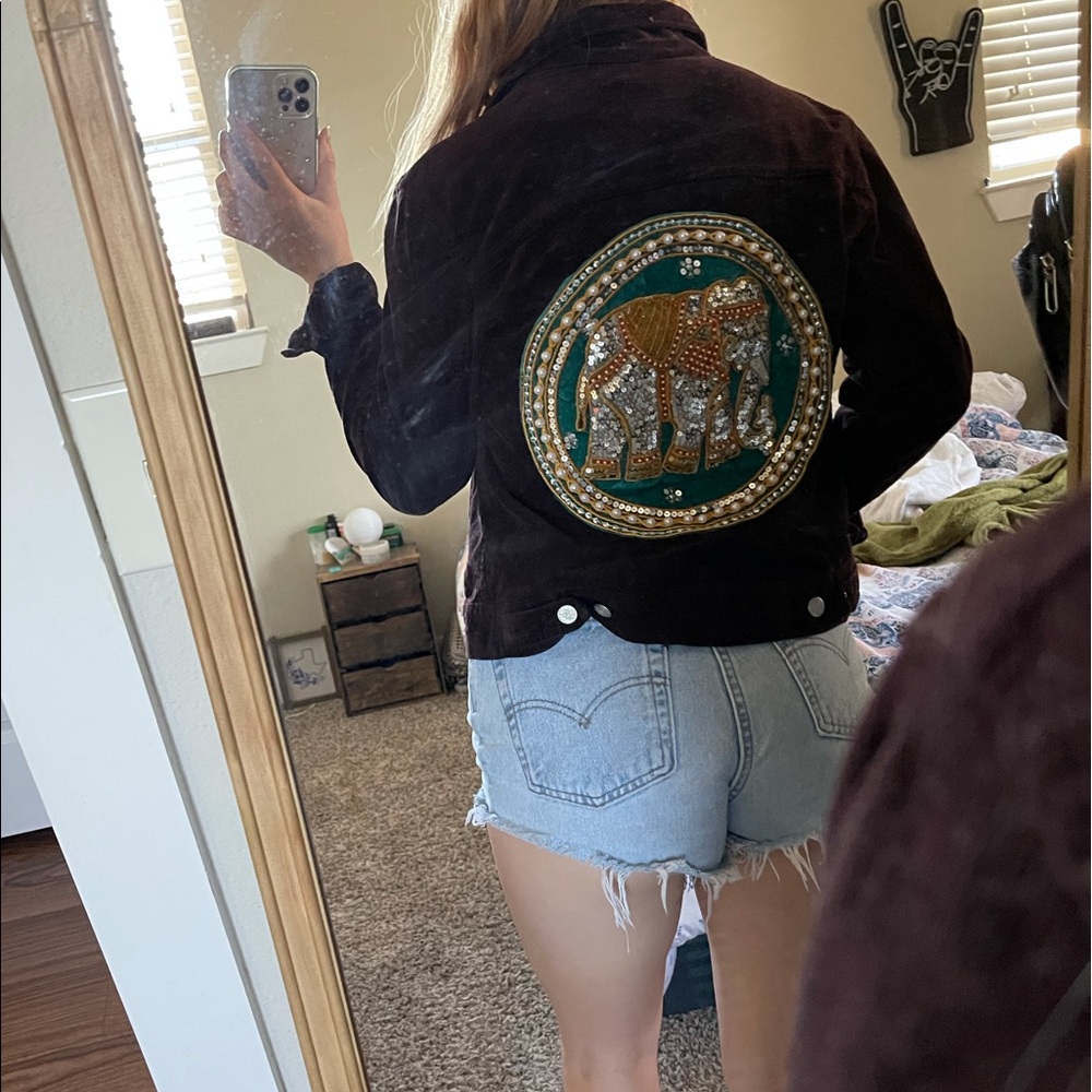 Elephant Patch Brown Corduroy Jacket - image 4